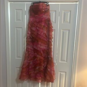 Elegant Pink and Orange Strapless Dress